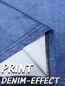 Quần ống loe nữ cạp trung in họa tiết denim, dáng ôm co giãn, quần legging ống loe thời trang thường ngày, phù hợp cho mặc hàng ngày, du lịch và các hoạt động thể dục ngoài trời mùa xuân/hè. - Màu xanh lam - Xem 5