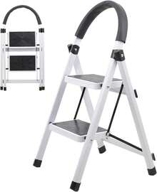 SELECTSHOP Escalera De Tijera Escalera Tubular Escalera Plegable Hecha de Acero Inoxidable Escalones Y Patas Antideslizantes Altura (2 Escalones) - 4 Escalones - Ver 1