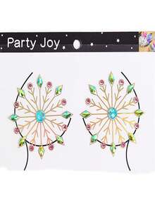 New Rhinestone Sexy Chest Stickers, Waterproof Rhinestone Party Body Stickers, Valentine's Day - Multicolor - View 9