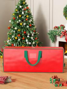 1pc Christmas Exclusive Storage Bag, Gift Bag, Home Decoration Bag, Large Capacity Wholesale Item Storage Bag, Waterproof Design, Reusable, Suitable For Gifts, Dust-Proof Large Item Gifts, Clothing, Holiday Supplies, Toys, Food Portable Bags - Red - View 2