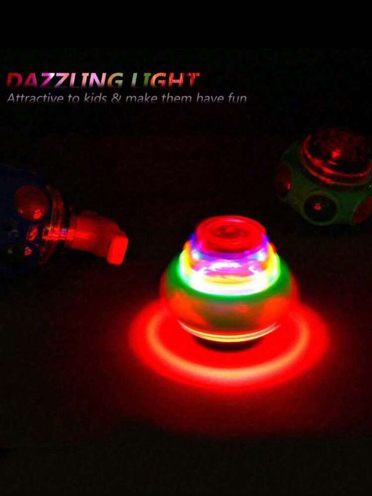 一套趣味闪光音乐旋转陀螺，闪光旋转灯发光音乐旋转玩具，升级版灯光玩具，适合儿童，暗黑派对用品，生日礼物（部分颜色随机） - 彩色 - 查看 4