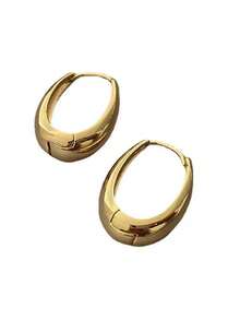 1pair Korean Fashionable & Minimalist Gold-Plated Small Peanut Shaped Earrings Suitable For Daily Wear, Parties, As A Gift For Valentine's Day,Mom,Mother,Mother's Day,Gift - 金色 - 查看 4