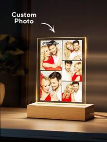 1pc Custom Couple Collage Photo Led Night Light, Personalized Acrylic Night Light With Photo & Text, Custom Photo Lamp, Personalized Photo Collage LED Light, Couple Picture Frame, Personalized Photo Collage Gift, Bedroom Night Light, Birthday Gift, Couple Gift, Unique Wedding Gift, Anniversary Gift For Winter - Night Light - View 8