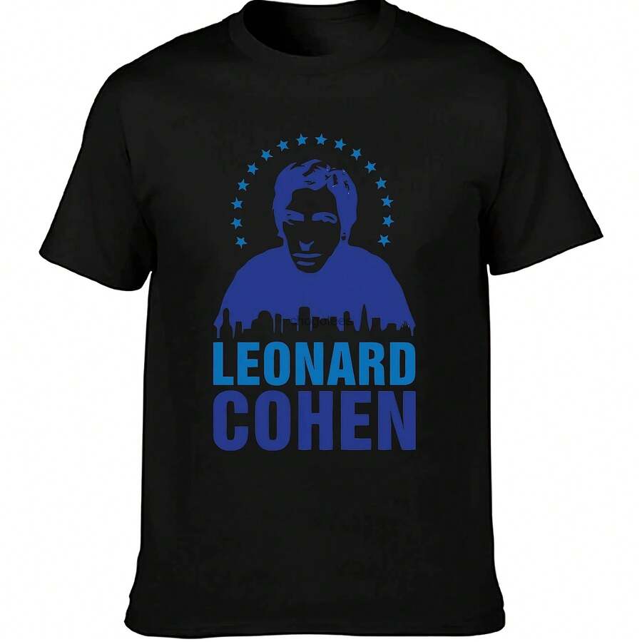 Camiseta de Leonard Cohen Música folk Bob Dylan Joni Mitchell - Negro - Ver 1
