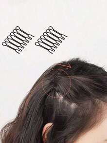 10pcs Invisible Black Styling Combs, U-Shaped Hair Clips For Bangs Fixing, Mini Hair Flyaway Holder, Nape Hair Inserted Comb, Hair Styling Accessories - Multicolor - View 2