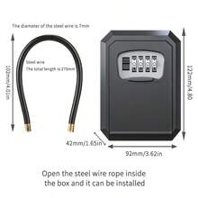 King of Cars 壁挂式密码保险箱，轻便悬挂式保险箱，用于存放重要物品、珠宝、贵重物品，入口处有钥匙锁箱