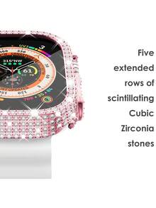 Surace 40mm 兼容表壳，带屏幕保护膜，适用于 Series 6/5/4/3/2/1；Bling Case 300 颗水晶钻石钢化玻璃保护套，适用于 38mm、40mm、42mm、44mm 表壳，银色 - 紅色 - 查看 4