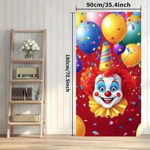 2D Flat VDoor Flag 1 Pc 2D Carnival Of Clowns Door Flag - Durable Polyester, No Power Required, Ideal For Indoor/Outdoor Spring/Summer Celebrations, Parties And Events, Party Decorations, Optimistic Design, Vibrant Printing - 1PCS - View 4