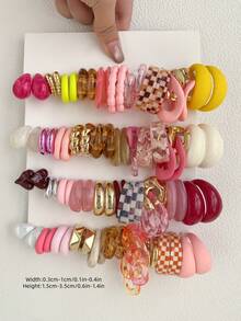 1-30对随机字母、水滴、几何、复古硬币风格、Y2K亚克力夸张时尚耳环套装，盲盒随机发货，适合女性，母亲节、情人节、圣诞节、新年、日常佩戴 - 彩色 - 查看 5