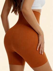 Bragas de control de cintura alta para mujer, moldeador corporal, faja reductora, faja de entrenamiento de cintura, faja plana para lencería de noche romántica - Naranja Quemada - Ver 2