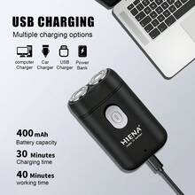 Portable Double-Head Electric Shaver, Men's Mini Beard Shaver, USB Rechargeable, Wet And Dry Use, Business Gift Box - Black - View 4