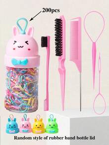 1/3/4/5/6/7件組美髮造型工具，含髮噴瓶、鼠尾梳、髮際線修飾刷與貼紙，適合女孩的開學禮物 - 彩色 - 查看 13