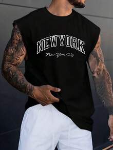 A Custom-Made Men's Stylish Printed Sleeveless Vest-Style Shirt, Featuring Wide Shoulder Straps, Fitness Top, Sleeveless Shirt, Tough Guy Style, Custom Gift