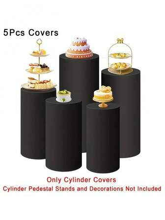 3-delars set med cylinderbasskydd, svart spandex cylinderstativskydd, basskydd, kolumnskydd, perfekt för födelsedagsfest, bröllopsdekoration