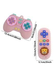 2pcs/Set Adorable Lion Shaped Baby Teether & Realistic Gaming Console Teether - Silicone - Sensory Soothing Toys For Infants - Perfect Gifts For Halloween, Thanksgiving And Christmas, Best Baby Toys - Multicolor - View 3