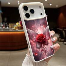 High-Quality Macaron Acrylic Magnetic Phone Case,Mystical Rose With Angelic Wings - A Dreamy Fantasy Artwork Magnetic Charging Phonecase Handy Case, Handy Cover For IPhone 11 12 13 14 15 16 17 17 Air 17 Pro 17 Pro Max Shock Resistant Protective Case OOFJ - Hồng - Xem 6