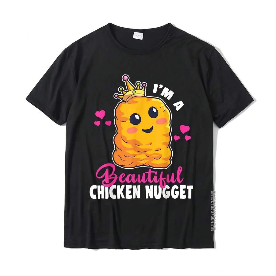 Camiseta "Soy un hermoso nugget de pollo kawaii", ideal como regalo para amantes de los nuggets. - Negro - Ver 1