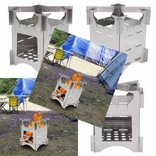 ZAQEstufa de leña estufa de leña plegable de acero inoxidable portátil Mini cocina para acampar al aire libre Viajes Senderismo Picnic - como en la foto - Ver 1