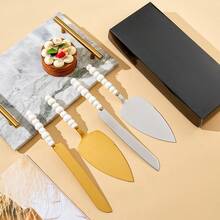 2 Sets Of Stainless Steel Baking Utensils, Ceramic Handles, Cheese And Bread Knives, Shovels, Suitable For Pizza, Cakes, Cakes, Bread, Ideal Restaurants, Weddings, Birthday Parties, Dessert Cake Knives, Pizza Shovels, Kitchens - Multicolor - View 4