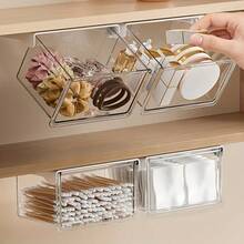 6pcs Expandable Under Cabinet Storage Boxes With Hanging Mounts - Minimalist Bathroom Organizer Drawers, Holds Makeup Pads, Lipsticks, Cotton Swabs | Sliding Mirror Cabinet Drawers, Cosmetic Storage Boxes, Extendable Bathroom Shelf | Organize Vanity Countertop - Multicolor - View 11