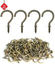 50/100 Pieces Screw Hook, 1 Inch (Approximately 2.5 Cm) Metal Cup Hook Screw Hook Heavy Duty Screw Wood Wall Ceiling Hook Plant Hook Indoor Outdoor For Tableware Craft Basket Lamp Wreath - Bronze, Christmas Decoration, Party Hook - Multicolor - View 14