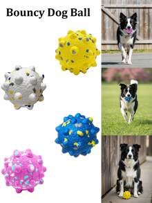 弹性狗狗球互动咀嚼玩具，清洁牙齿，训练玩耍两用，适合中大型犬和幼犬 - 彩色 - 查看 10