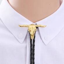 Style cowboy occidental Bolo Tie, Divers accessoires de cowboy animaux, Bolo Tie guitare country, Accessoires chaîne de pull, Pendentif en cordon  polyvalent pour fête décontractée, mariage, garçons d'honneur, meilleur choix de cadeau - Multicolore - Voir 4
