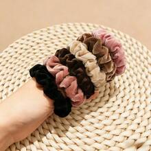 6pcs/10pcs Multicolor Velvet Scrunchies, Suitable For Girls/Women, Ponytail Hair Ties, Non-Damaging Hair Accessories ,Hair Rope Hair Ties Head Accessories Rubber Bands Beauty Home Bedroom Decor Hair Elastics,Festival,Party - Multicolor - View 4