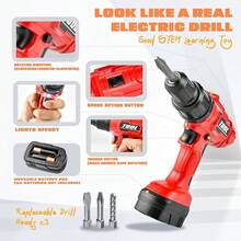 SANCO Taladro Eléctrico para Niños - Juego de Herramientas con Sonido y Acción Realistas, Incluye Tornillos, para Niños de 3 a 5 Años (Rojo)