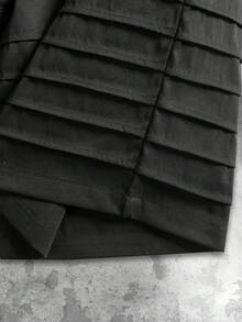 男士黑色褶皱休闲短裤，街头风，夏季 - 黑色 - 查看 4