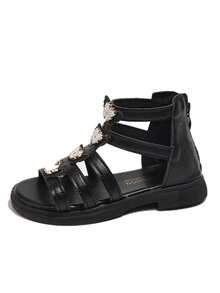 女童罗马凉鞋，2025春夏新款，韩版时尚，夏季，小女孩高帮公主鞋 - 黑色 - 查看 6