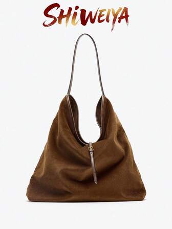 Fashion Corduroy Crescent Shoulder Bag, Women's Top Handle Handbag, Crossbody Bag, Travel & Work Tote