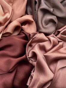 5pcs/Pack Satin Textured Solid Color Muslim Women Hijab Scarf Set