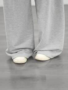 1 pieza Pantalones de punto con cordón casual y versátil para mujer, adecuados para ocio, deportes y fitness, aptos para primavera, verano y otoño - Gris - Ver 5