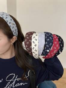 1pc Minimalist Cute Bear Print Fabric Headband, Versatile Daily Wear High Crown Hair Hoop, Washing Face & Hair Accessory - Multicolor - View 2