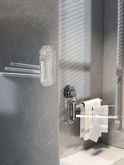 吸盘式旋转抹布架，多杆壁挂式沥水架，收纳架，吸盘式挂杆小工具