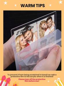 1pc Custom Couple Collage Photo Led Night Light, Personalized Acrylic Night Light With Photo & Text, Custom Photo Lamp, Personalized Photo Collage LED Light, Couple Picture Frame, Personalized Photo Collage Gift, Bedroom Night Light, Birthday Gift, Couple Gift, Unique Wedding Gift, Anniversary Gift For Winter - Night Light - View 5