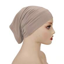 1件装女士穆斯林内衬头巾帽面纱长款针织头巾，轻盈透气，适合日常佩戴，多种颜色可选，可作睡帽使用。 - 彩色 - 查看 8