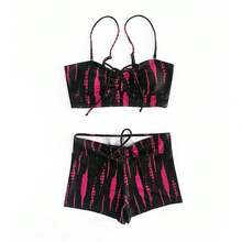 Women's Fashion Bikini Beachwear Two-Piece Set High Waist Anti-Spot Exposure Quick-Drying Fabric High Elasticity Wireless Swimsuit - màu đen - Xem 6