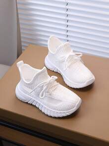 1 para dziecięcych jesiennych nowych, miękkich, modnych, uniwersalnych, antypoślizgowych, oddychających butów sportowych, odpowiednich dla małych dzieci i małych dziewczynek do noszenia na co dzień/do biegania - Biały - Zobacz 3