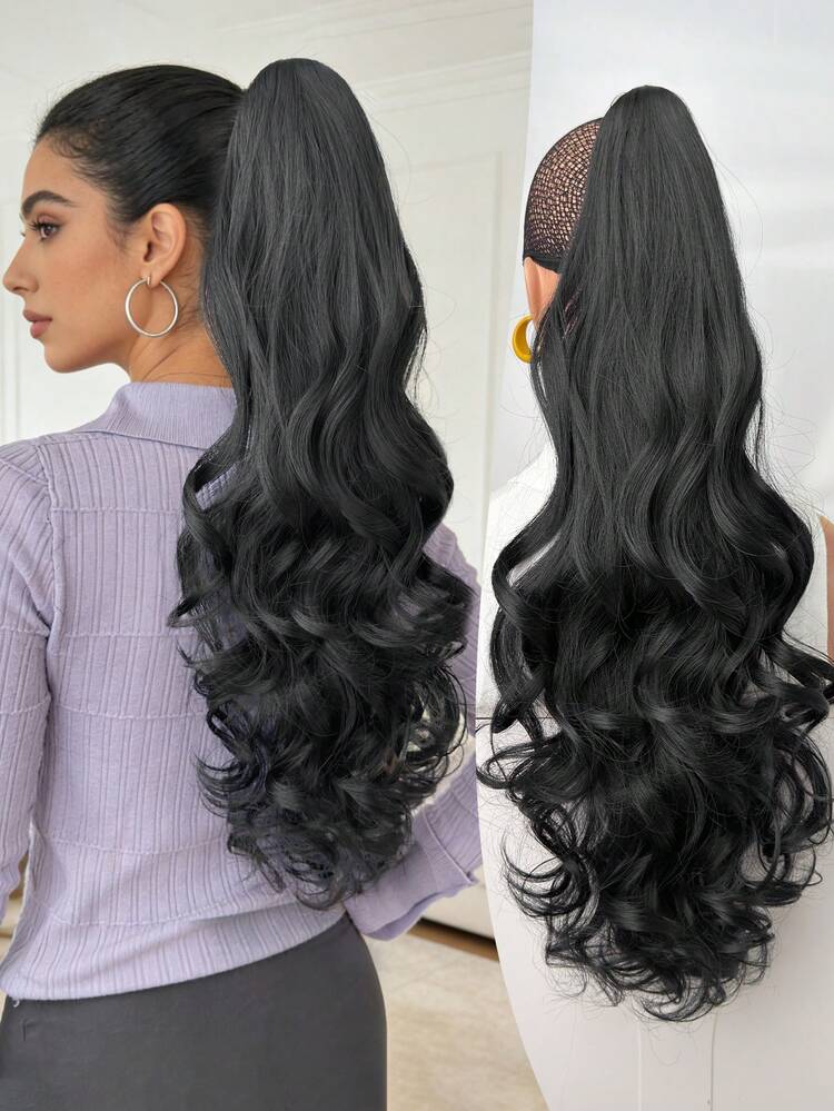 Estensione Della Coda Di Cavallo Dell'onda Di Mais Capelli Umani Da 22 Pollici Avvolgenti - Foto 12