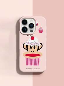 Paul Frank Officially Licensed Liquid Silicone Phone Case, Full Body Drop Protection With Camera Guard, Monkey & Cherry Cake Pattern, New Design Compatible With IPhone 13/14/15/16/17 Pro Max - Multicolor - View 1