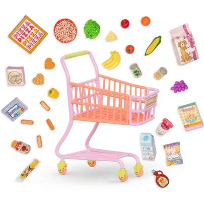 Glitter Girls - Juguete de Carrito de la Compra - Comida de Juguete Pizza, Helado y Fruta - Accesorios para muñecas de 14 - Juguetes para niñas a Partir de 3 años