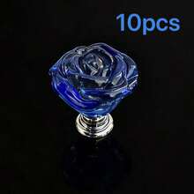 10pcs Crystal Knobs, 30mm Rose Flower Style Glass Pull Handles For Cabinets And Drawers, Suitable For Vanity, Dresser And Kitchen - Multicolor - View 16