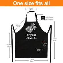 Grill Aprons For Men Women, Dinner Is Coming Kitchen Chef Apron With 2 Pockets And 40\ Long Ties, Adjustable Bib Apron For CooFKing, BBQ, BaFKing, Gardening, Black,Black14 - Black14 - 查看 5
