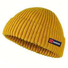 Gorros de hombre estilo callejero Hip Hop sin ala, gorro holgado de melón, gorros de pescador, gorros de punto cálidos para invierno, 1 ud. - Negro - Ver 6