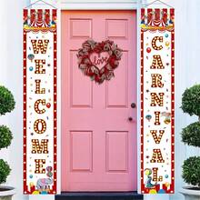 2-Piece Carnival Circus Polyester Door Pair, 12x 70.8inch Porch Flags With Clown, Balloon, And Tent Design, Perfect For Home, Party, And Outdoor Decoration - No Electricity Required - 樣式 1 - 查看 11