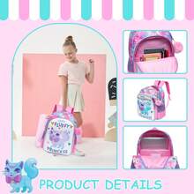 3pcs/Set Animal Pattern Girls' Backpack, Multi-Pocket Design With Crossbody Bag And Pencil Case, Suitable For Back To School - Girls' Schoolbag Set - View 9