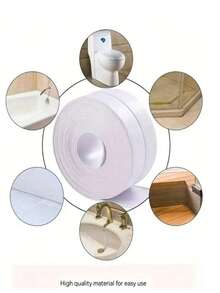 1 Roll 1.5 Inch/3.7 Cm Multi-Purpose Self-Adhesive Bathroom Sealing Tape - Strong Waterproof White Floor Sealant/Caulk Tape For Bathroom, Toilet, Sink, Floor, Kitchen Countertop, DIY Tape, Bathroom Accessories, Bathroom Essentials - White - View 9