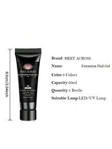 MEET ACROSS 8 piezas Kit de extensión de uñas, Gel de extensión de uñas de color rosa nude y transparente con solución deslizante, formas duales, pincel para uñas y clip, perfecto para principiantes y manicuras en casa - Multicolor - Ver 11